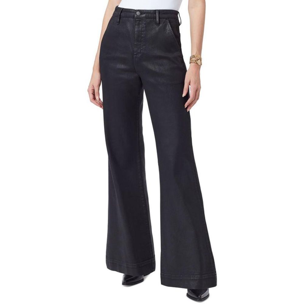 Sam Edelman Womens Black High Rise Coated Denim Flare Jeans NWT